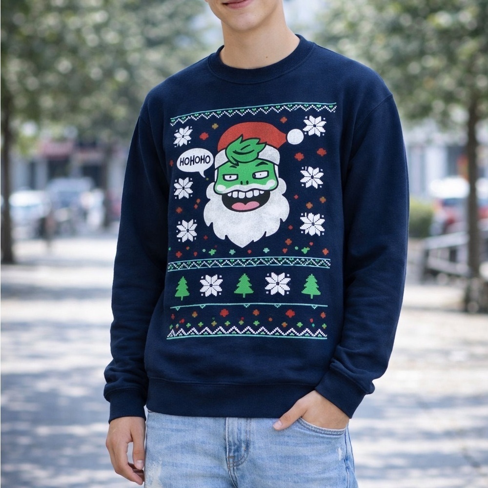 Guava Juice Santa Guavs Blue Ugly Christmas Sweater Boy Size S Small